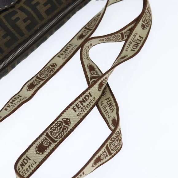 FENDI Zucca Canvas Celeria Shoulder Bag Black Brown Auth 150078 - Picture 8 of 16